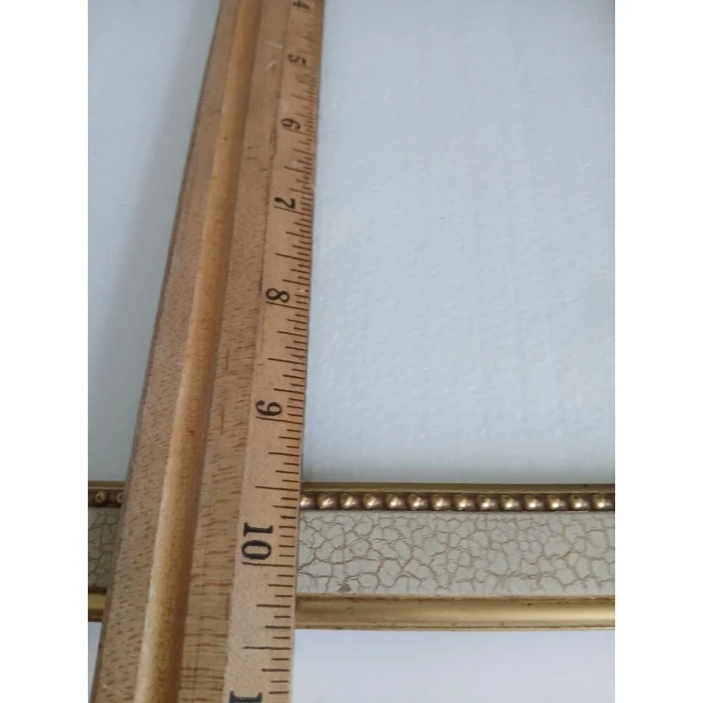 Vtg Burnes Picture Frame  Gold W Crackle Paint  Design 8 X 10